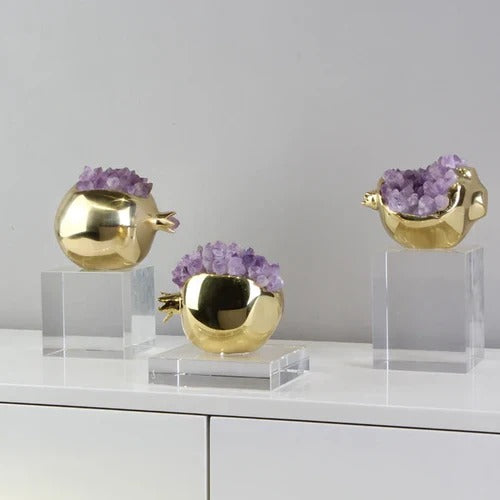 IMPORTED POMEGRANATE CRYSTAL WITH ZAFRANI STONE (SET OF 3)