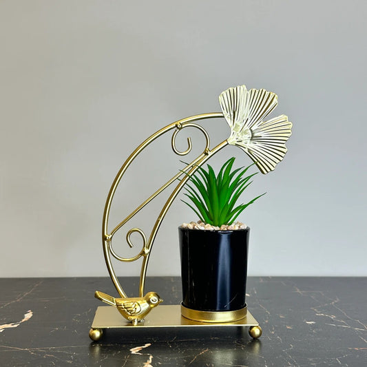 LEAFLET METALLIC PLANTER IN POT