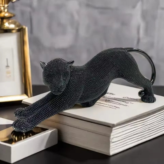 SHINING BLACK PANTHER STATUE SCULPTURE