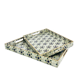 FLORAL RECTANGULAR TRAY (SET OF 2)