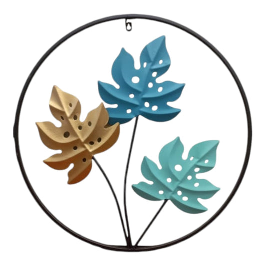 ROUND LEAF DESIGN METALLIC WALL HANGING