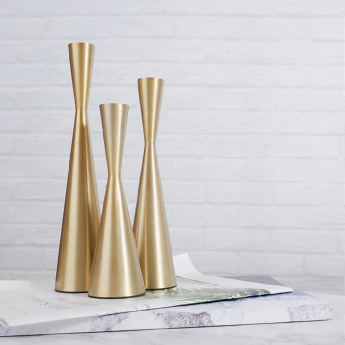 METALLIC CANDLE STICK HOLDERS (3 PCS)