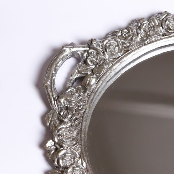 SILVER FLORET MIRROR TRAY