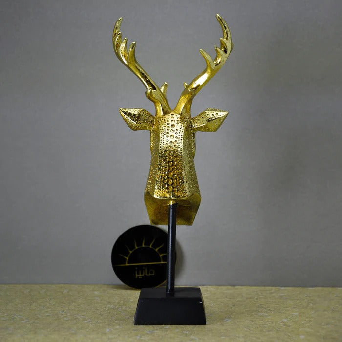 GOLDEN DEER STATUE WITH STAND