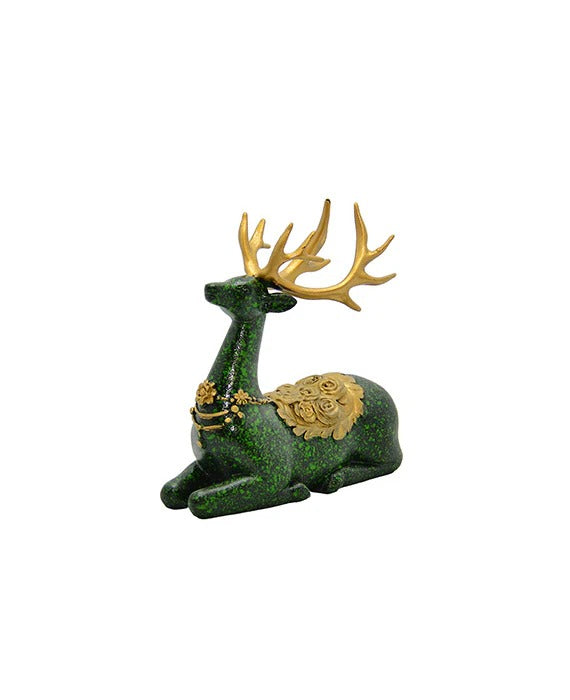 DECORATIVE GREEN DEER SCULPTURE (PAIR)