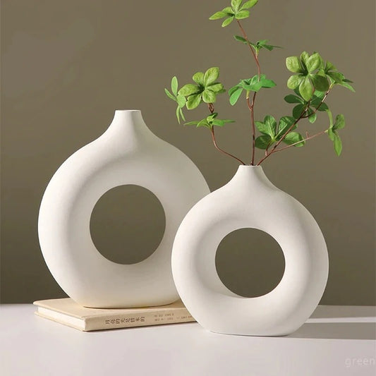 CERAMIC DOUNT SHAPE VASES (SET OF 2)