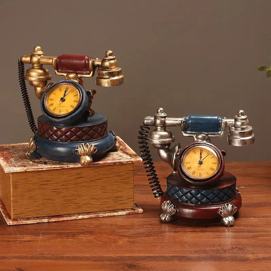 DECORATIVE VINTAGE TELEPHONE WITH CLOCK