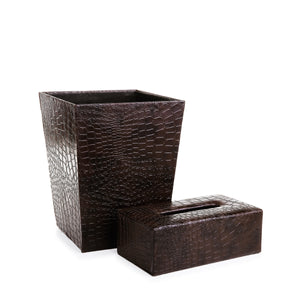 LEATHER COATED BASKET WITH TISSUE BOX