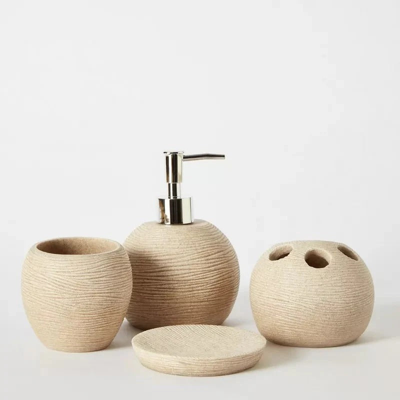 ENCIRCLING TEXTURED PORCELAIN BATH SET