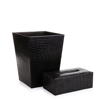 LEATHER COATED BASKET WITH TISSUE BOX