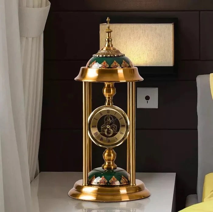 EUROPEAN VINTAGE TABLE  CLOCK WITH CANDLE STAND