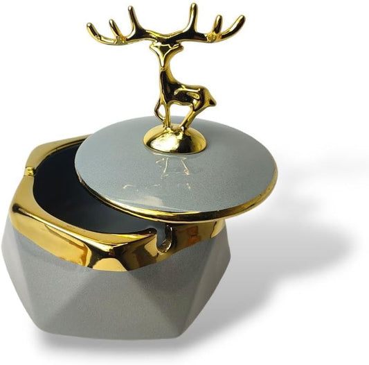 CERAMIC ASHTRAY WITH DEER LID