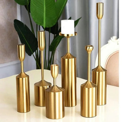 METALLIC GOLDEN CANDLE HOLDERS (6PCS)