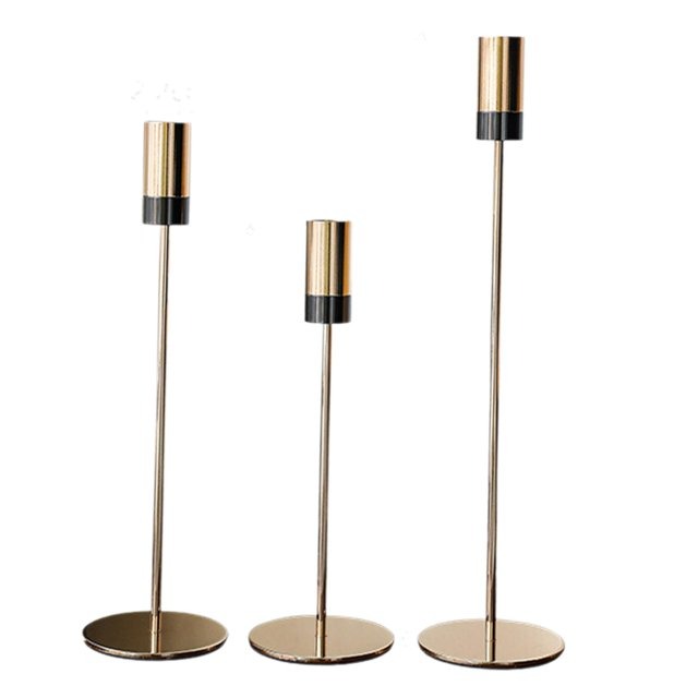 GOLDEN METALLIC CANDLE HOLDERS (3 PCS)