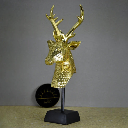 GOLDEN DEER STATUE WITH STAND