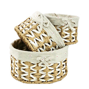 Perlman Jute & Linen Towel Basket (Set of 3)