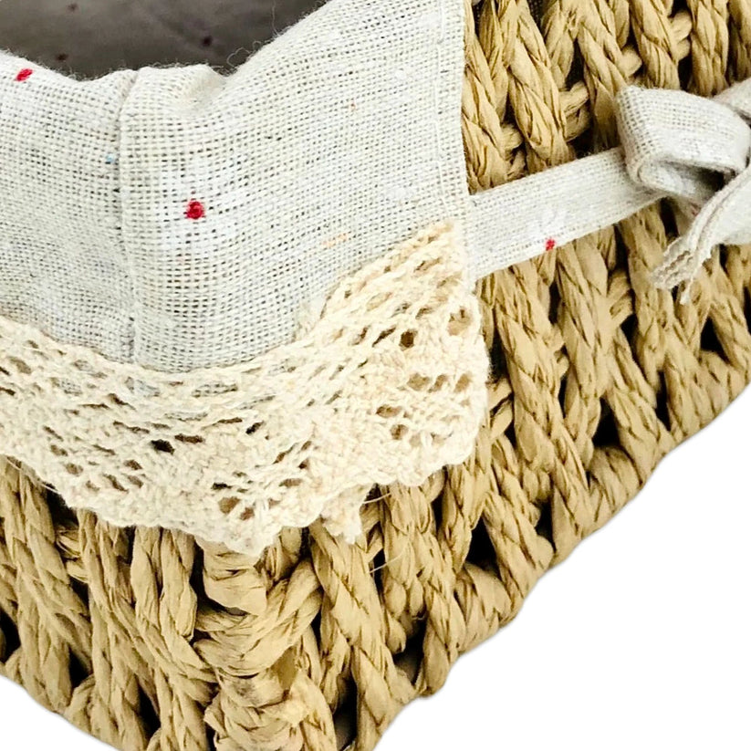 BEIGE JUTE & LINEN TOWEL BASKET (SET OF 2)