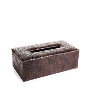 LEATHER COATED BASKET WITH TISSUE BOX