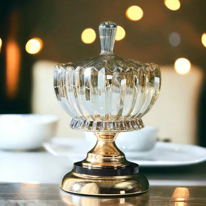 LUXURY CRYSTAL BOWL WITH METAL BASE