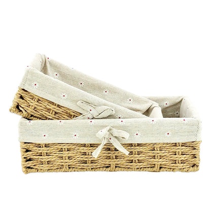 BEIGE JUTE & LINEN TOWEL BASKET (SET OF 2)