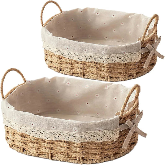 OVAL HANDWOVEN STORAGE BASKETS (SET OF 2)