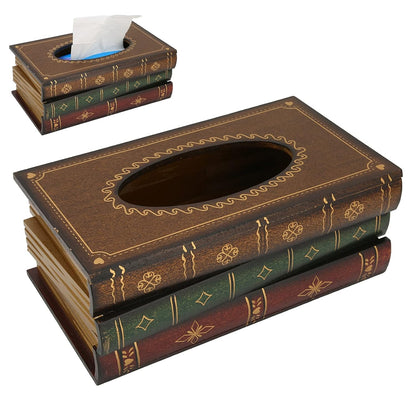 BOOKS DESIGN WOODEN TISSUE BOX