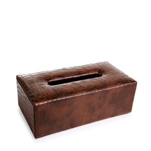 LEATHER COATED BASKET WITH TISSUE BOX