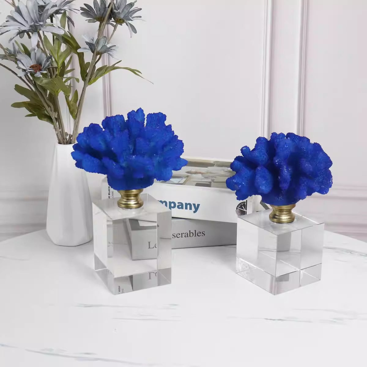 ROYAL BLUE CRYSTAL DECOR PIECES (SET OF 2)