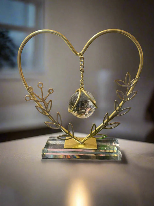 HEART DESIGN CRYSTAL BALL WITH STAND