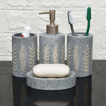 GREY LEAFLET BATH SET