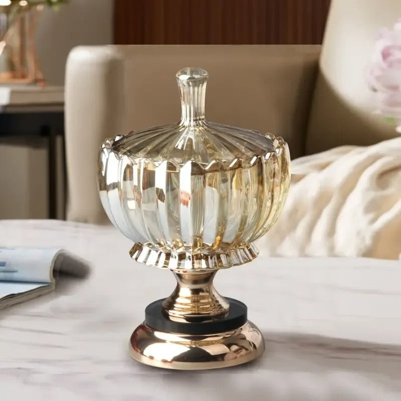 LUXURY CRYSTAL BOWL WITH METAL BASE