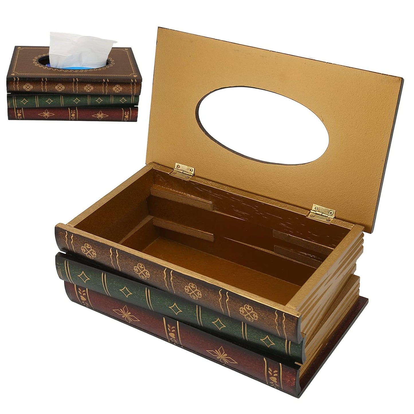 BOOKS DESIGN WOODEN TISSUE BOX