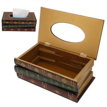 BOOKS DESIGN WOODEN TISSUE BOX
