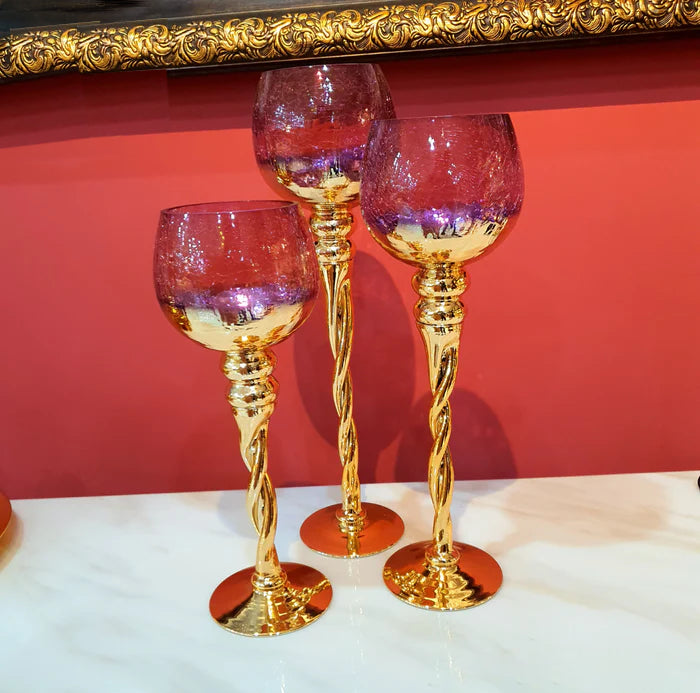 CRYSTAL CANDLE HOLDERS (SET OF 3)