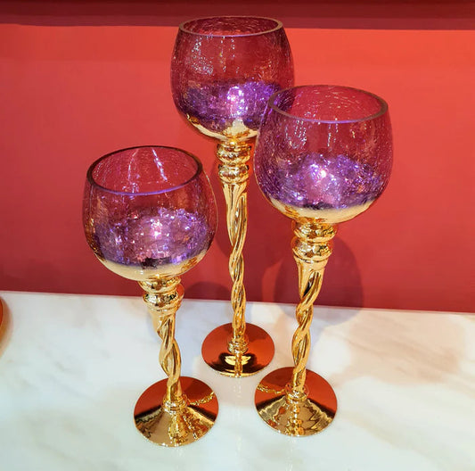 CRYSTAL CANDLE HOLDERS (SET OF 3)