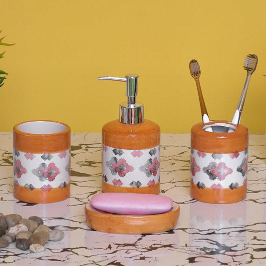 ORANGE PRINT DESIGN BATH SET