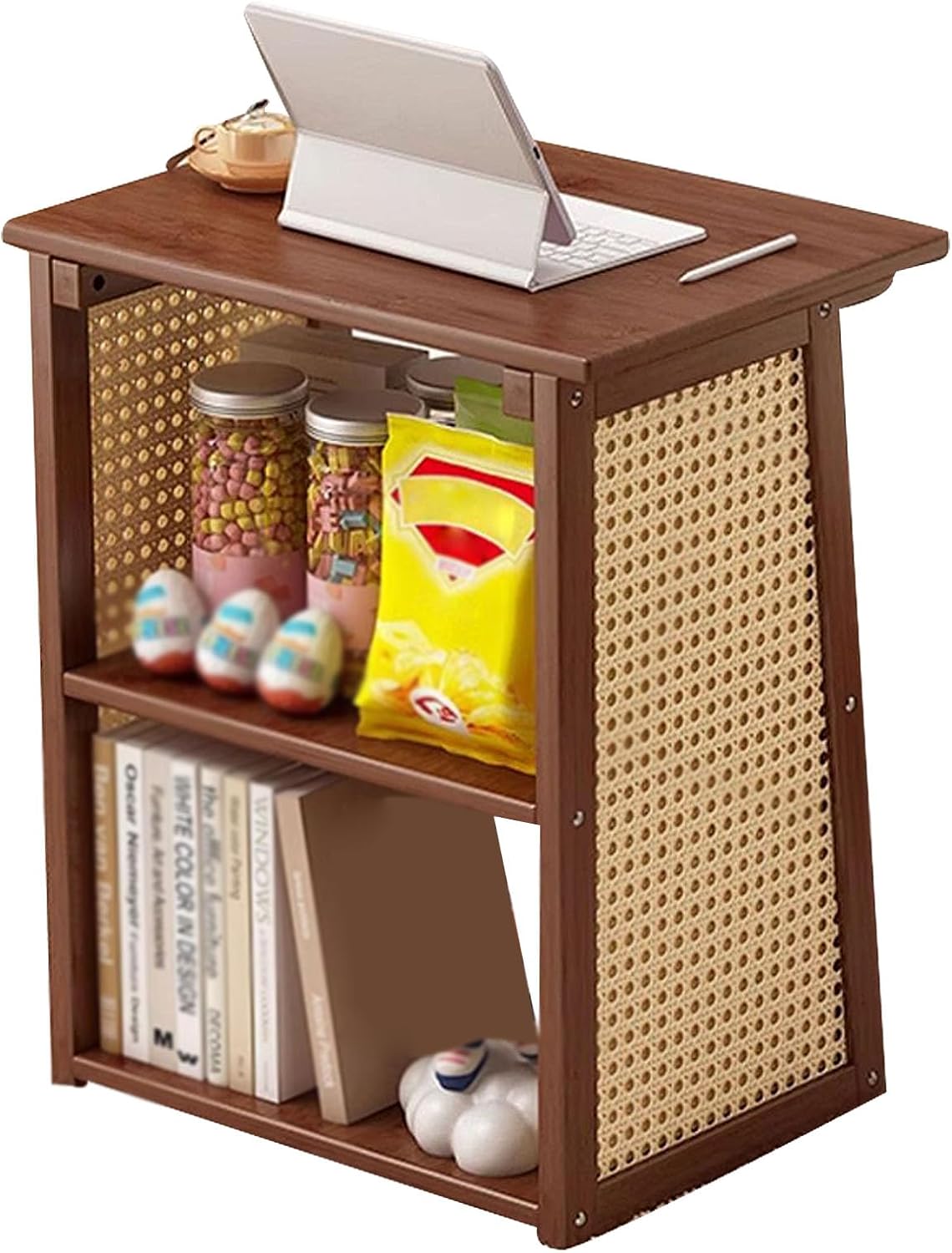 MOVING TABLE WITH 3 STORAGE SHELVES