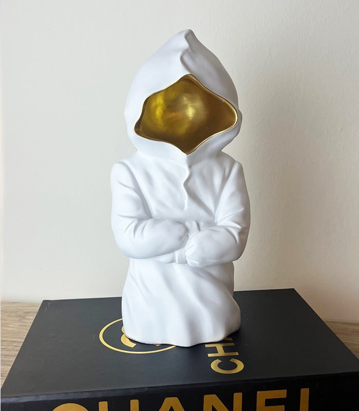 MODERN ABSTRACT HOODED FIGURE DECORATIVE SHOWPIECE