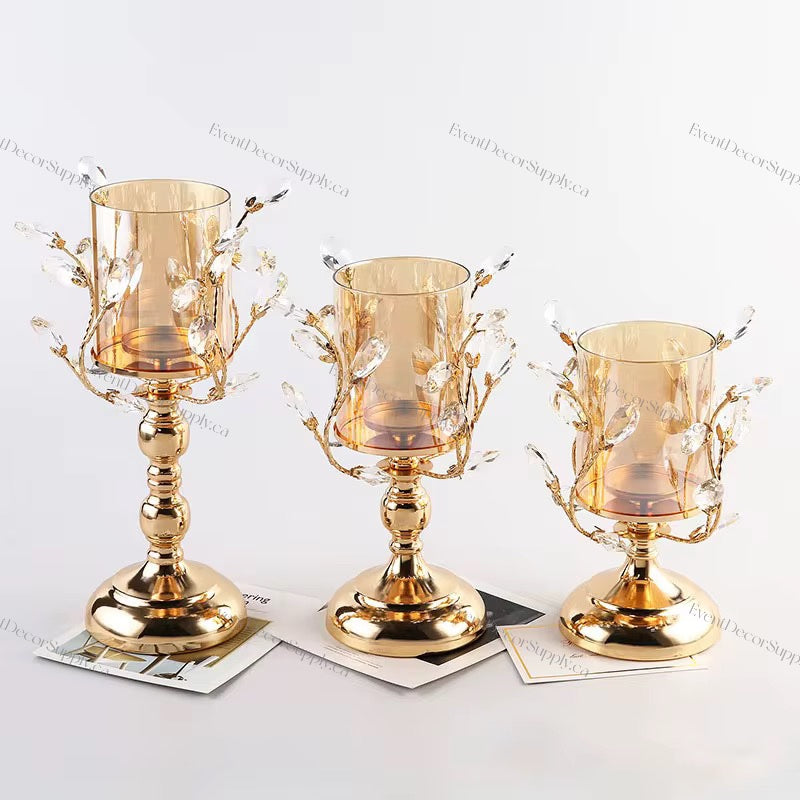 FLOWER DESIGN CANDLE HOLDERS (SET OF 3)