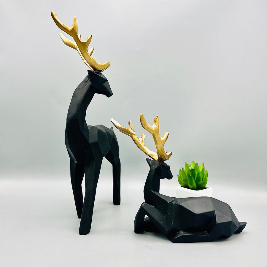 BLACK DEER SCULPTURE (PAIR)