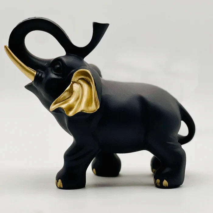 RESIN BLACK ELEPHANT STATUE (SET OF 2)
