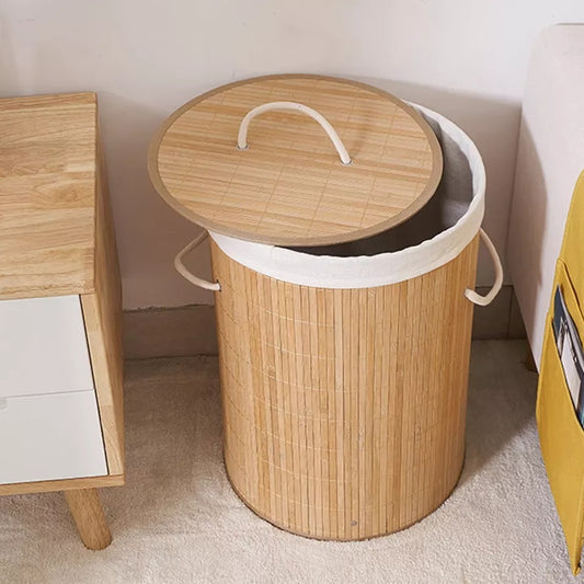 BROWN BAMBOO LAUNDRY BASKET