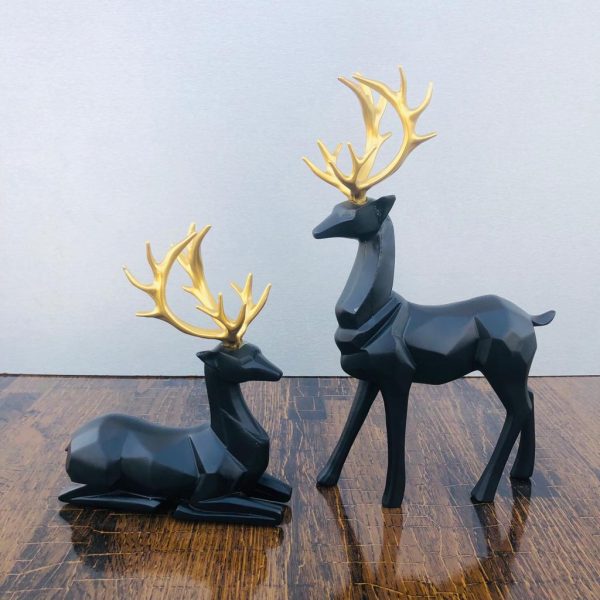 BLACK DEER SCULPTURE (SET OF 2)