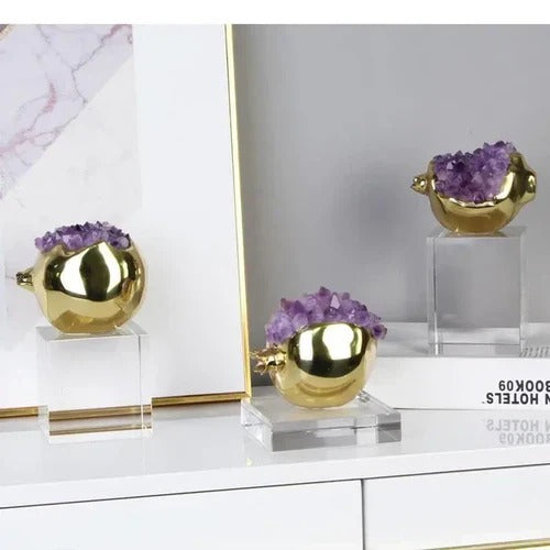 IMPORTED POMEGRANATE CRYSTAL WITH ZAFRANI STONE (SET OF 3)