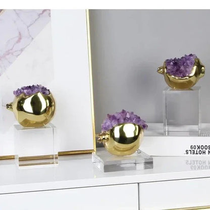 IMPORTED POMEGRANATE CRYSTAL WITH ZAFRANI STONE (SET OF 3)