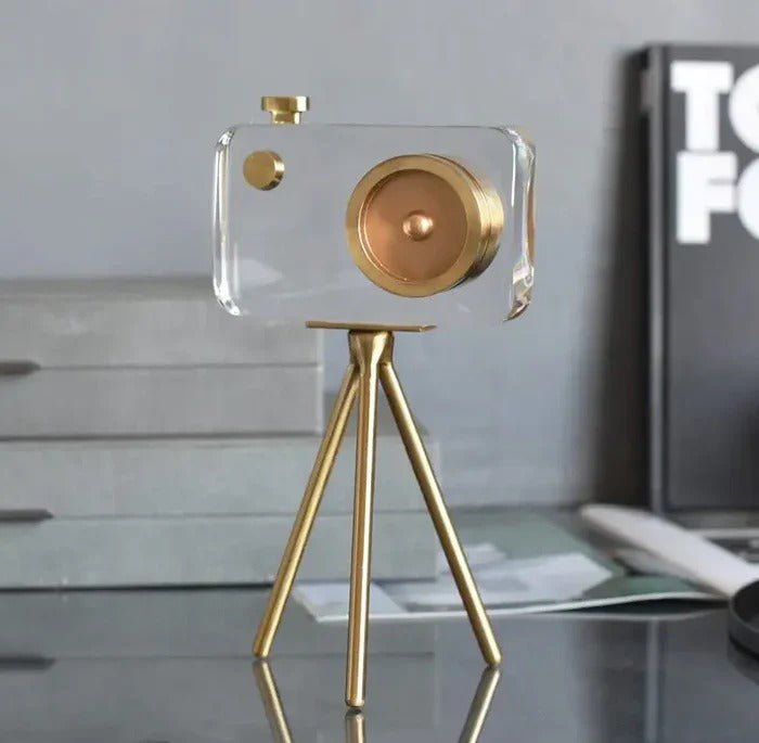BRASS & CRYSTAL CAMERA DECOR (Set of 2)