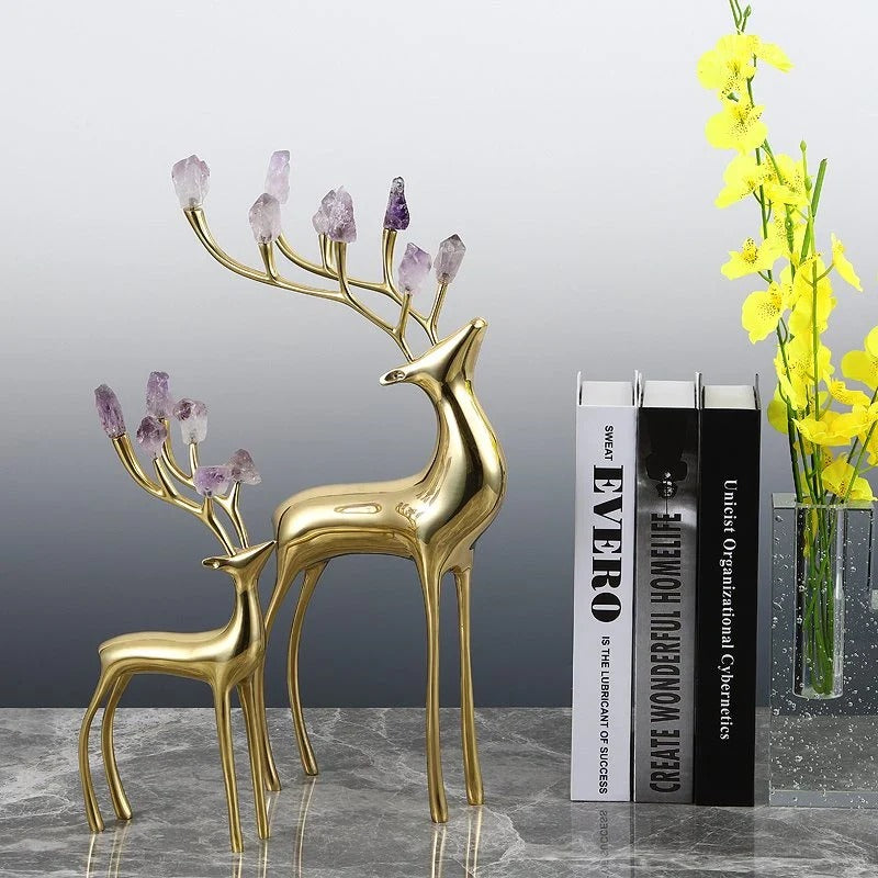 ANTIQUE BRASS DEER STATUE (SET OF 2)