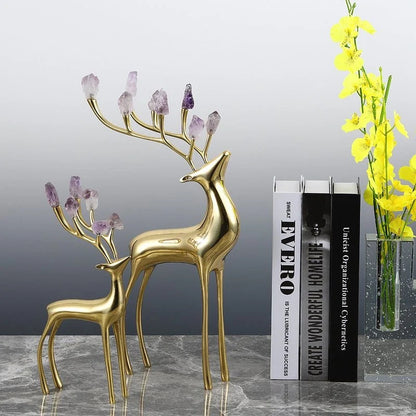 ANTIQUE BRASS DEER STATUE (SET OF 2)