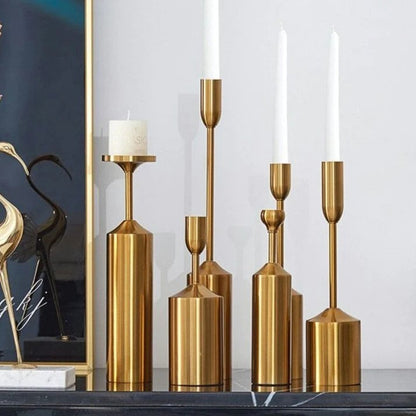 METALLIC GOLDEN CANDLE HOLDERS (6PCS)