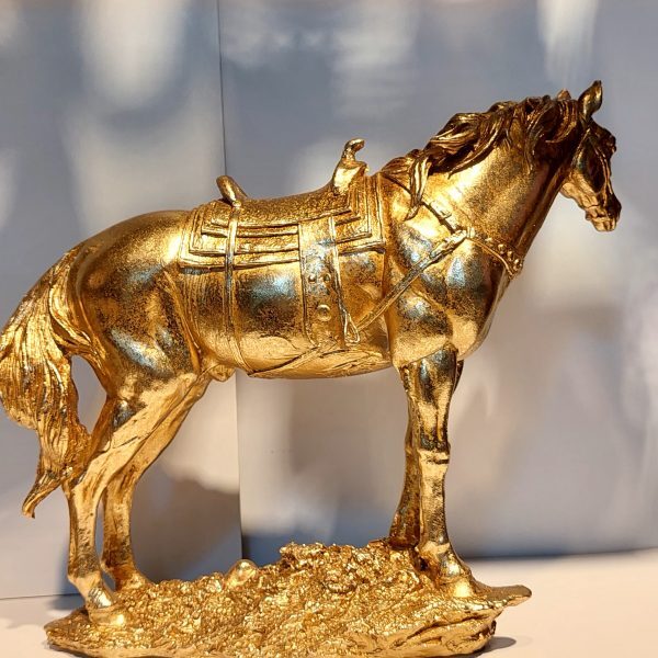 GOLDEN STANDING HORSE SCULPTURE